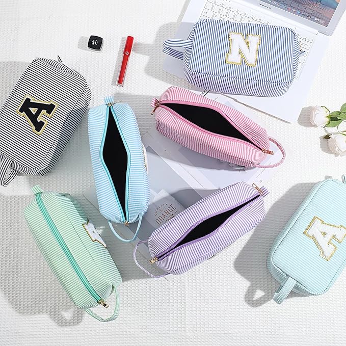 YOOLIFE Travel Monogram Initial Makeup Bags - Cosmetic Toiletry Bag Pouch Makeup Case for Mom, Best Friend, Teacher - Birthday Gifts