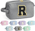YOOLIFE Initial Makeup Bag - Personalized Cute Cosmetic Bags, Girls Makeup Toiletry Bag Pouch, Makeup Case for Women Her Friend Female Sister Teacher, Birthday Gifts for Women R
