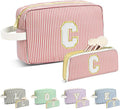 Travel Makeup Bag Christmas Gifts for Women Girl Teens, Personalized Initial Makeup Bag for Cute Teen Girls, Preppy Stuff Toiletry Bag Cosmetic Bag, Teen Girls Gift Trendy Stuff, Letter C