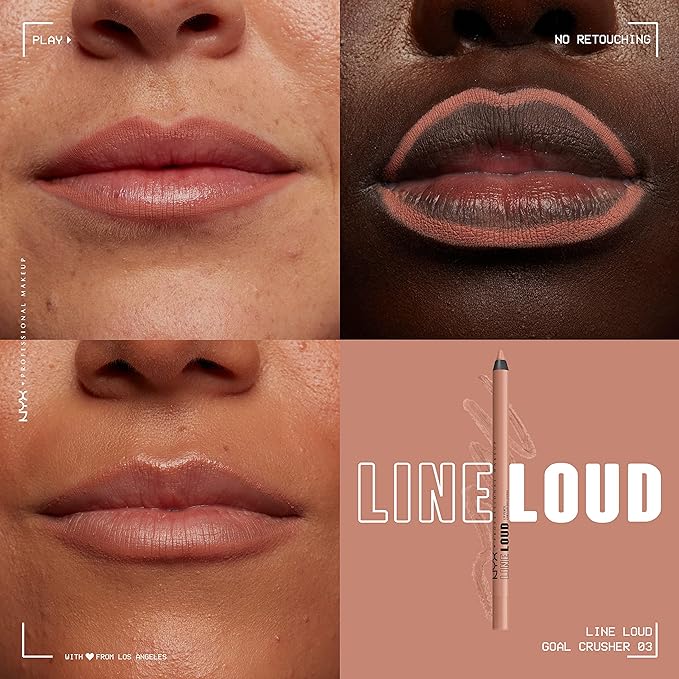 NYX PROFESSIONAL MAKEUP Line Loud Lip Liner, Longwear and Pigmented Lip Pencil with Jojoba Oil & Vitamin E - Goal Crusher (Midtone Beige)