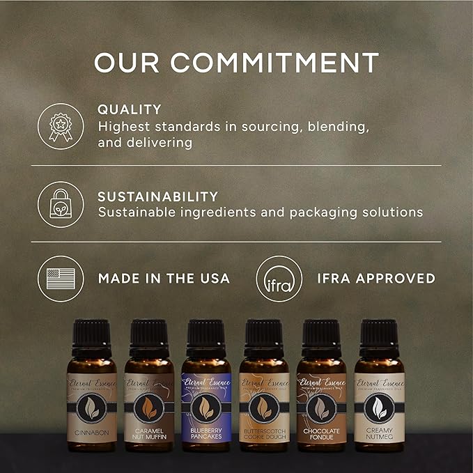 Eternal Essence Oils Camping Set of 6 Premium Fragrance Oils - Includes Warm Rustic Woods, Fire Amber, Pine, Sandalwood, Frankincense & Rain and Woodland Bay Scented Oils - 10ML