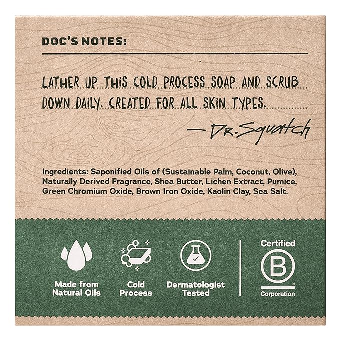 Dr. Squatch Natural Bar Soap for Men - Cold Process Soap with No Harsh Chemicals - Sierra Storm (5 oz, 3-Pack)