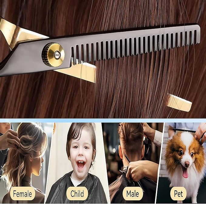 13 PCS Hair Cutting Scissors Shears Kits，Professional Haircut Scissors Kit with Cutting Scissors，6.5 Inches Hair Cutting Scissors Kit for Men/Women/Kids/Salon & Home