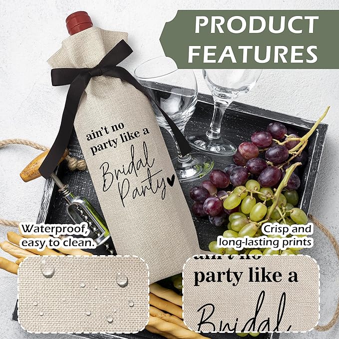 RYIGYWE Cute Bow Ribbon Engagement Gift Wine Bag - 1 PCS Bride to Be Gifts for Bridesmaids Bride and Groom Couples Her Him Will You Be My Bridesmaid for Getting Married Engagement Bridal Shower - A60