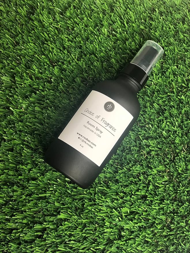Rosbas Room Spray, Gardenia Scented, Matte Black Glass Bottle, 4 oz, Drawstring Cotton Bag, Long Lasting Scented Air Freshener, Non-Aerosol, Handmade in the USA