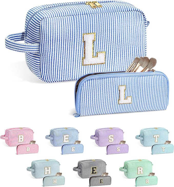 YOOLIFE Gifts for Teen Girls - Personalized Initial Makeup Bag, Birthday Gifts for Women Sister Friend Daughter Girls Kids