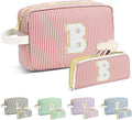Travel Makeup Bag Christmas Gifts for Women Girl Teens, Personalized Initial Makeup Bag for Cute Teen Girls, Preppy Stuff Toiletry Bag Cosmetic Bag, Teen Girls Gift Trendy Stuff, Letter B