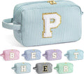 YOOLIFE Initial Makeup Bag - Personalized Monogram Cute Makeup Bags, Girls Toiletry Bag Pouch, Make Up Case for Women Her Best Friend Friendship Sister Teacher, Birthday Gifts for Women P