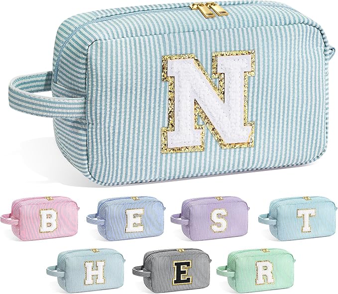 YOOLIFE Gifts for Grandma - Personalized Birthday Gifts for Grandma, Monogram Initial Makeup Bag Make Up Bag for Women N