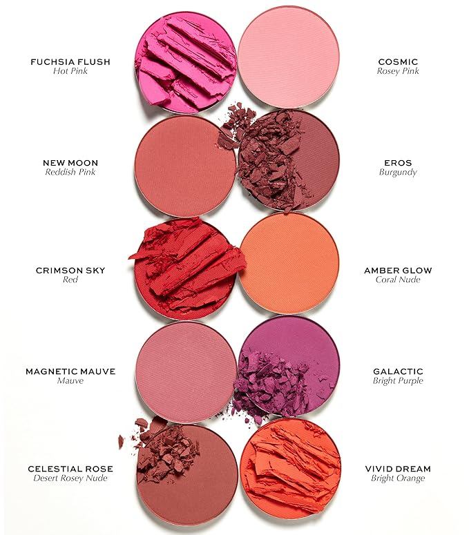MAKE Beauty Skin Mimetic Microsuede Blush - Matte Powder Blush for Cheeks with Long Lasting Color - Non Comedogenic, Travel Size Makeup Single Palette. Shade - New Moon (Pink)