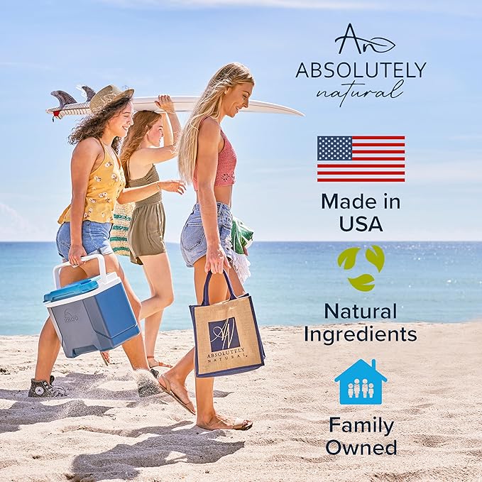 Absolutely Natural - SPF 8 Mineral Sunscreen - Water Resistant Moisturzing Lotion for Body & Face - Non-Nano Zinc Oxide, Vitamin E - 3 Oz