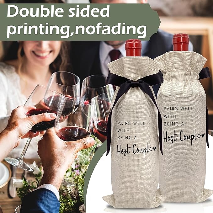 RYIGYWE Black Bow Ribbon Ideas Engagement Gift Wine Bag - 1 PCS Godparents Proposal for Bridesmaids Bride Groom Couples Her Him Officiant Gift for Getting Married Engagement Bridal Shower - A58