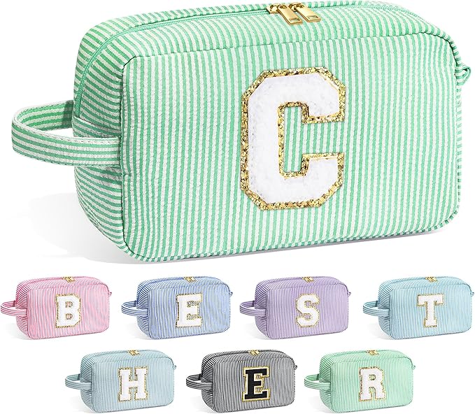 YOOLIFE Birthday Gifts for Mom, Mom Gifts from Daughter, Mother In Law Gifts, Mama Gift Idea, Personalized Gifts for Women, Initial Makeup Bag for Women C
