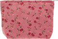 PAZIMIIK Makeup Bag Large Zipper Corduroy Make Up Pouch for Purse Travel Canvas Cosmetic Organizer for Women Brush Storage,Vintage Rose Red