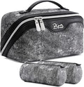 BOYATU Travel Makeup Bag Cosmetic Bags for Women: 3 Sets Large Capacity Make up Bag - Portable Toiletry Bags with Handle for Women(F-3-Black)