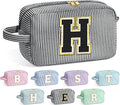 YOOLIFE Initial Makeup Bag - Personalized Monogram Cute Makeup Bag Cosmetic Travel Toiletry Pouch Make Up Case for Women Mom Best Friend Bridesmaid Sister Teacher, Birthday Gifts for Women Her H