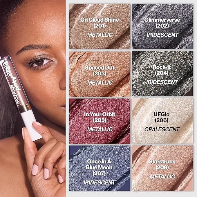 REVLON Glimmer Liquid Shadow, Smudge-Proof Shimmer Eyeshadow Makeup, Long Lasting, High Pigment, 207 Once in a Blue Moon