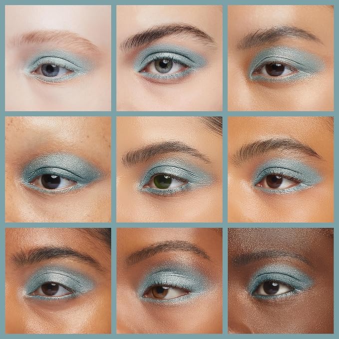 Sheer Aqua Shimmering Teal Blue Green Pressed Powder Single Vegan Eyeshadow; Talc, Paraben & Cruelty Free
