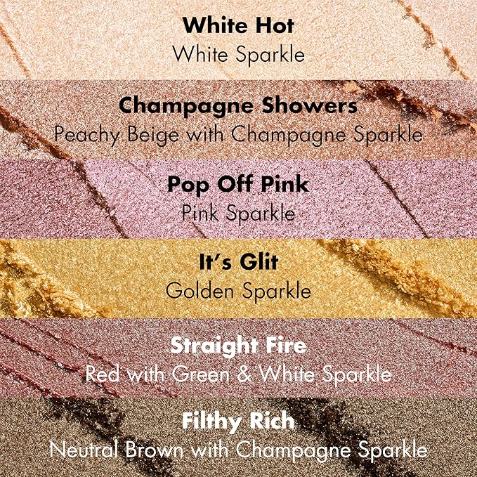 e.l.f. Fine As Fleck Glitter Eyeshadow, Long-Lasting Sheer Eye Makeup With A Shimmer Finish, Smooth Formula, Vegan & Cruelty-Free, Champagne Showers