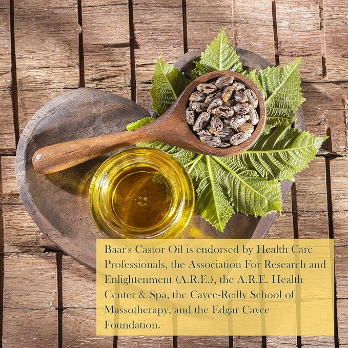 Baar Palma Christos Organic Castor Oil, Cold-Pressed, Hexane-Free, USDA Certified, for Skin, Hair, Massage & Castor Oil Packs, Glass Amber Bottle, 8 oz.